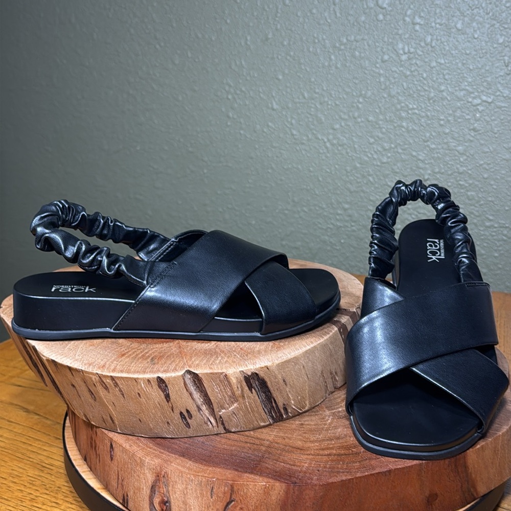 NORDSTROM RACK ELASTIC RUCHE SLING BACK SANDALS - Picture 2 of 12